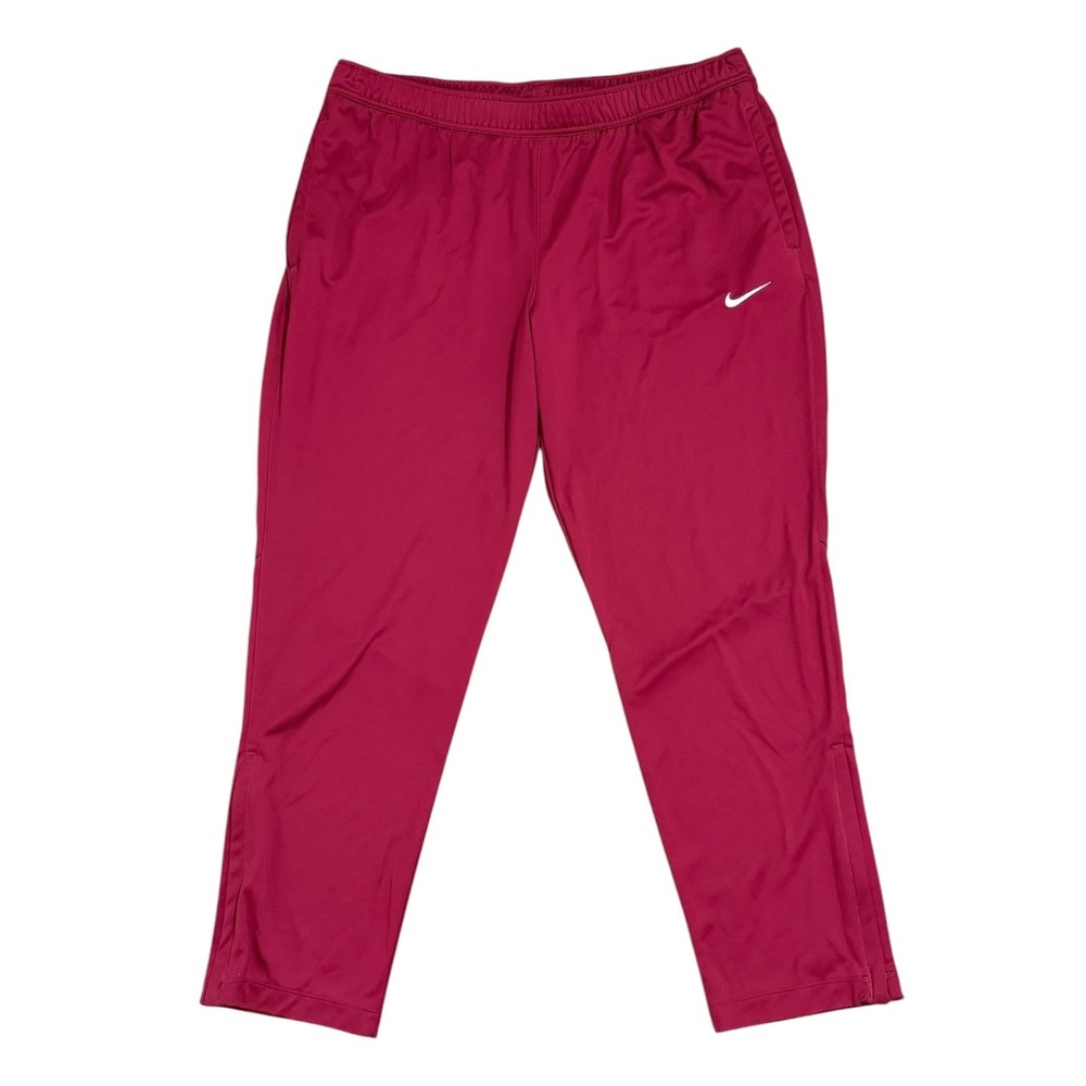 Nike Dri-FIT Activewear Training Track Pants Burgundy Tapered Ankle Zip Men's XL